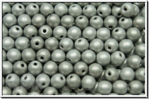 bhm. Glasperle, rund, 4mm, silver, met., matte, 50 Stk.