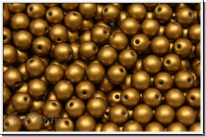 bhm. Glasperle, rund, 4mm, brass gold, met., satin, 50 Stk.