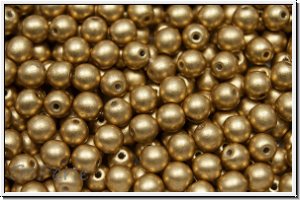 bhm. Glasperle, rund, 4mm, gold, met., satin, 50 Stk.