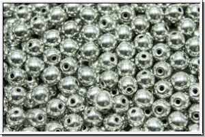 bhm. Glasperle, rund, 4mm, black, op., full silver, 50 Stk.