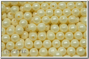 bhm. Glasperle, rund, 4mm, white, op., cream luster, 50 Stk.