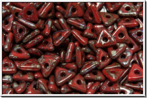 Tri-Beads, 4mm, red, op., silver picasso, 100 Stk.