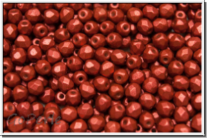 Bhm. Glasschliffperle, feuerpol., 3mm, lava red, met., satin, 50 Stk.