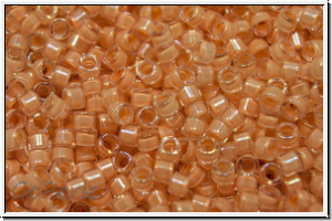 DB0067, MIYUKI Delica, 11/0, crystal, trans., lt. peach-ld., AB, 5g