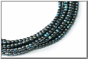 bhm. Glasperle, rund, 2mm, hematite, met., AB, 1 Strang