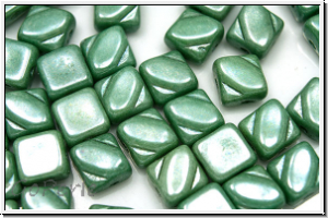 SILKY-Beads, 6x6mm, white, alabaster, green marbled, 25 Stk.