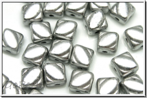 SILKY-Beads, 6x6mm, silver, met., satin, 25 Stk.