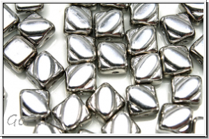 SILKY-Beads, 6x6mm, crystal, trans., full silver, 25 Stk.