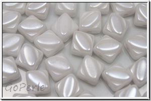 SILKY-Beads, 6x6mm, white, alabaster, luster, 25 Stk.