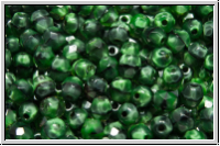 Bhm. Glasschliffperle, feuerpol., 4mm, green/black, moonlight, 50 Stk.