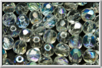 Bhm. Glasschliffperle, feuerpol., 6mm, crystal, trans., AB, 25 Stk.