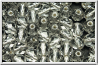 Bhm. Glasschliffperle, feuerpol., 6mm, crystal, trans., silver-ld., 25 Stk.