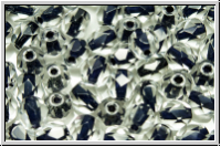 Bhm. Glasschliffperle, feuerpol., 6mm, crystal, trans., black-ld., 25 Stk.