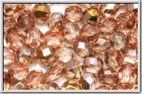 Bhm. Glasschliffperle, feuerpol., 6mm, crystal, trans., half capri gold, 25 Stk.
