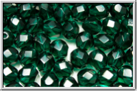 Bhm. Glasschliffperle, feuerpol., 6mm, emerald, dk., trans., 25 Stk.