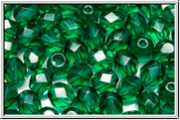 Bhm. Glasschliffperle, feuerpol., 6mm, emerald, trans., 25 Stk.