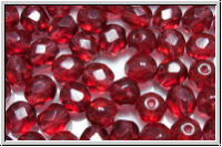 Bhm. Glasschliffperle, feuerpol., 6mm, fuchsia, trans., 25 Stk.