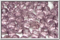 Bhm. Glasschliffperle, feuerpol., 6mm, amethyst, lt., trans., 25 Stk.