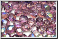 Bhm. Glasschliffperle, feuerpol., 6mm, amethyst, trans., AB, 25 Stk.