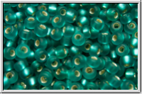 RR-11-2425f, MIYUKI Rocailles, 11/0, teal, trans., silver-ld., matte, 10g