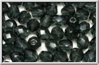 Bhm. Glasschliffperle, feuerpol., 6mm, grey, dk., trans., 25 Stk.