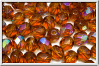 Bhm. Glasschliffperle, feuerpol., 6mm, topaz, med., trans., AB, 25 Stk.