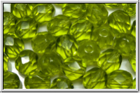 Bhm. Glasschliffperle, feuerpol., 6mm, olivine, lt., trans., 25 Stk.