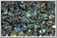 Bhm. Glasschliffperle, feuerpol., 5mm, crystal, trans., AB, 25 Stk.