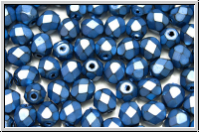 Bhm. Glasschliffperle, feuerpol., 5mm, antique blue, met., 25 Stk.