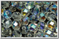 Bhm. Glasschliffperle, feuerpol., 7mm, crystal, trans., AB, 10 Stk.