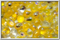 Drop Beads, 4x6mm, crystal, trans., yellow ombriert, AB, 20 Stk.