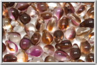 Drop Beads, 4x6mm, crystal, trans., brown/amethyst ombriert, 20 Stk.