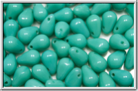 Drop Beads, 4x6mm, green turquoise, op., 20 Stk.