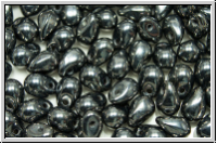 Drop Beads, 4x6mm, hematite, met., 20 Stk.