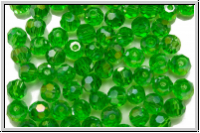 Kristallschliffperle, rund, 4mm, green, trans. galv. AB, 50 Stk.