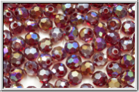 Kristallschliffperle, rund, 4mm, dark red, trans. galv. AB, 50 Stk.