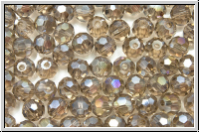 Kristallschliffperle, rund, 4mm, olivine, lt., trans. galv. AB, 50 Stk.