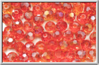 Kristallschliffperle, rund, 4mm, orange red, trans. galv. AB, 50 Stk.