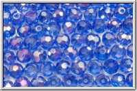Kristallschliffperle, rund, 4mm, blue, trans. galv. AB, 50 Stk.