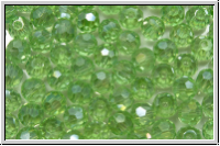 Kristallschliffperle, rund, 4mm, green, lt., trans. galv. AB, 50 Stk.