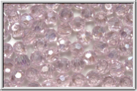 Kristallschliffperle, rund, 4mm, pink, pearl, trans. galv. AB, 50 Stk.