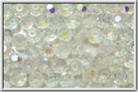 Kristallschliffperle, rund, 4mm, crystal, trans. galv. AB, 50 Stk.