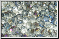 Kristallschliffperle, rund, 3mm, crystal, trans., blue/grey galv., 90 Stk.