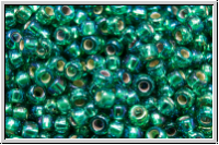 RR-11-1017,  MIYUKI Rocailles, 11/0, emerald, trans., silver-ld., AB, 10g