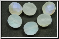 Bhm. Glasschliffperle, feuerpol., 10mm, crystal, trans., matte, AB, 6 Stk.