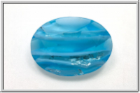 Cabochon, 25x18mm, sky blue/crystal, silverfoiled, Glas, 1 Stk.