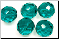 Bhm. Glasschliffperle, feuerpol., 12mm, emerald, trans., 5 Stk.