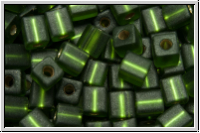 SB-04-0026f, MIYUKI Squares, 4mm, olivine, trans., silver-ld., matte, 15g