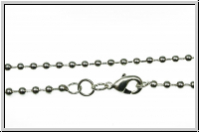 Kette, Ball-Chain, mit Karabiner, 2,3mm, silberfb., Metall, 1 Stk. (53cm)