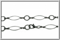 Kette, oval/rund, mit Karabiner, 16,5x7/8mm, silberfb., Metall, 1 Stk. (100cm)